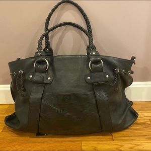 Gina B. International leather Bella 2 in 1 tote in black & pink lining